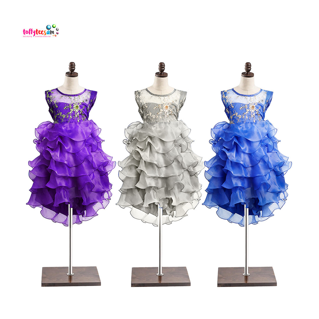 Lace Sequins Wedding Tulle Dress Pageant Embroidery Tail Princess Communion Party Birthday Flower Girls Evening Gown