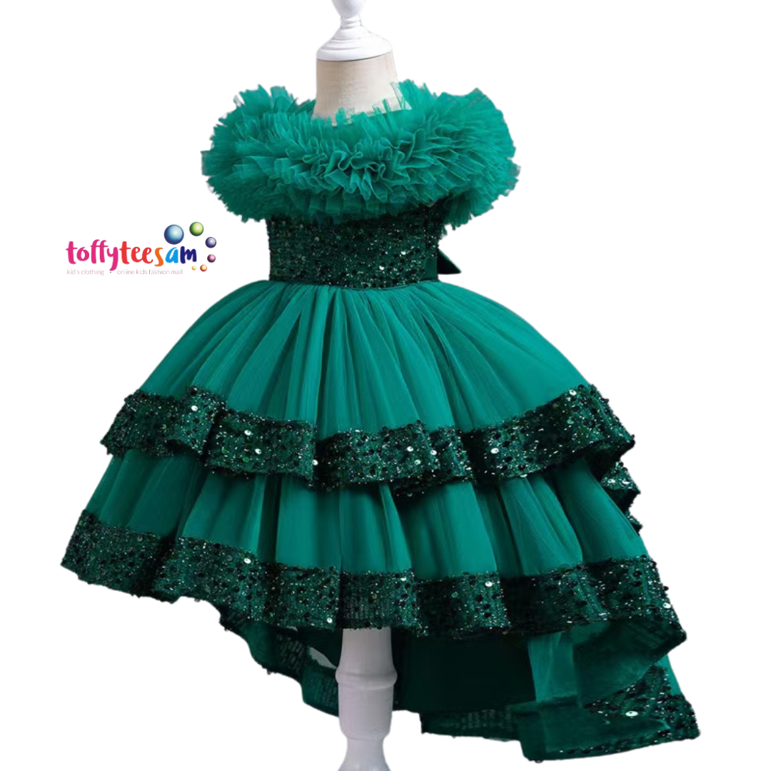 Girls Sequined Sleeveless Ball Dress