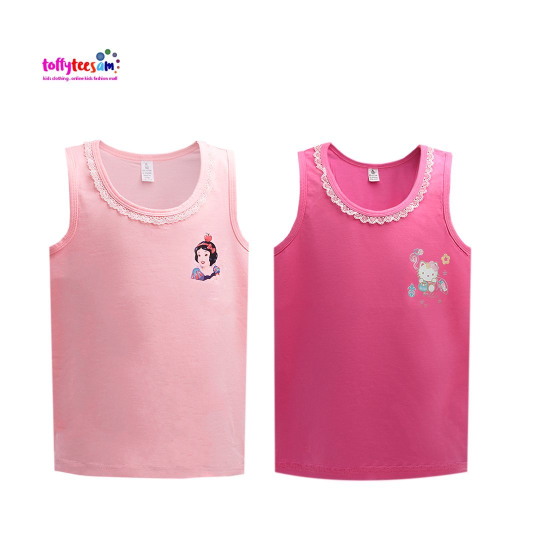 Cute Cartoon Characters Design Tank Tops for girls, Vest Sleeveless Cotton Clothes