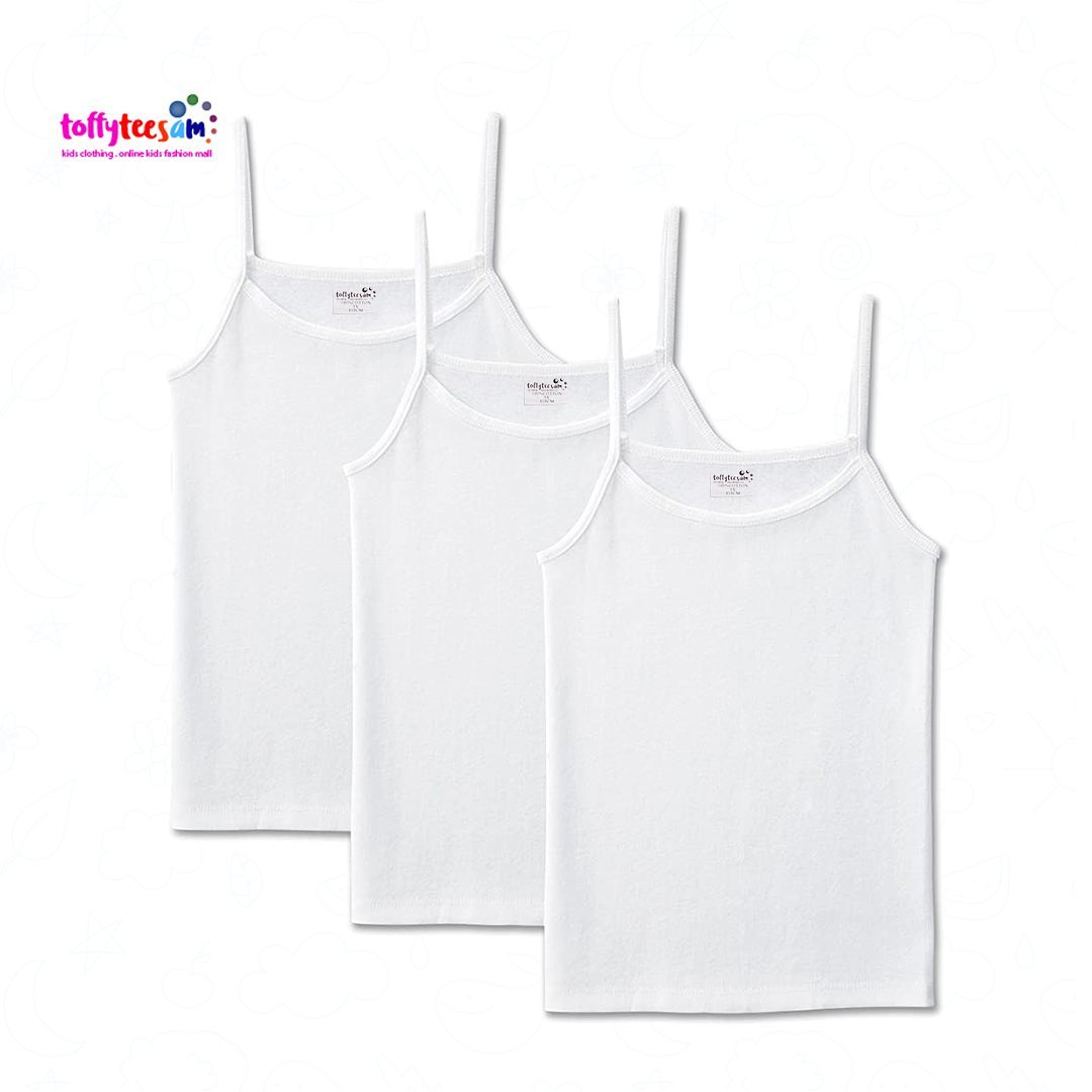 Camisole Tank Top, Girls' Undershirt - 100% Cotton Cami - (Pack OF