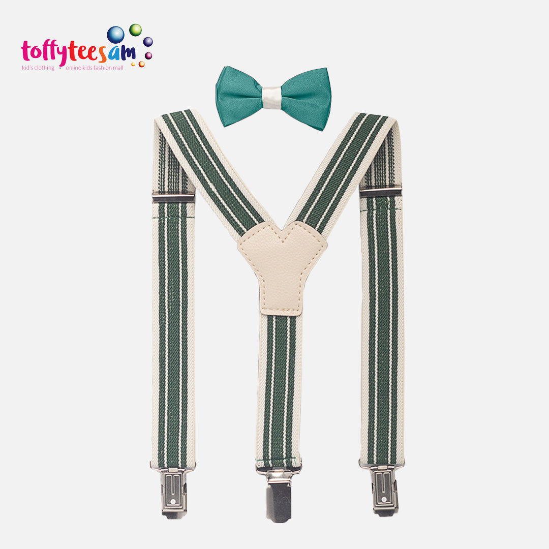 Boys Pre-tied Adjustable Neck Bow Ties + Elastic Suspenders Pack