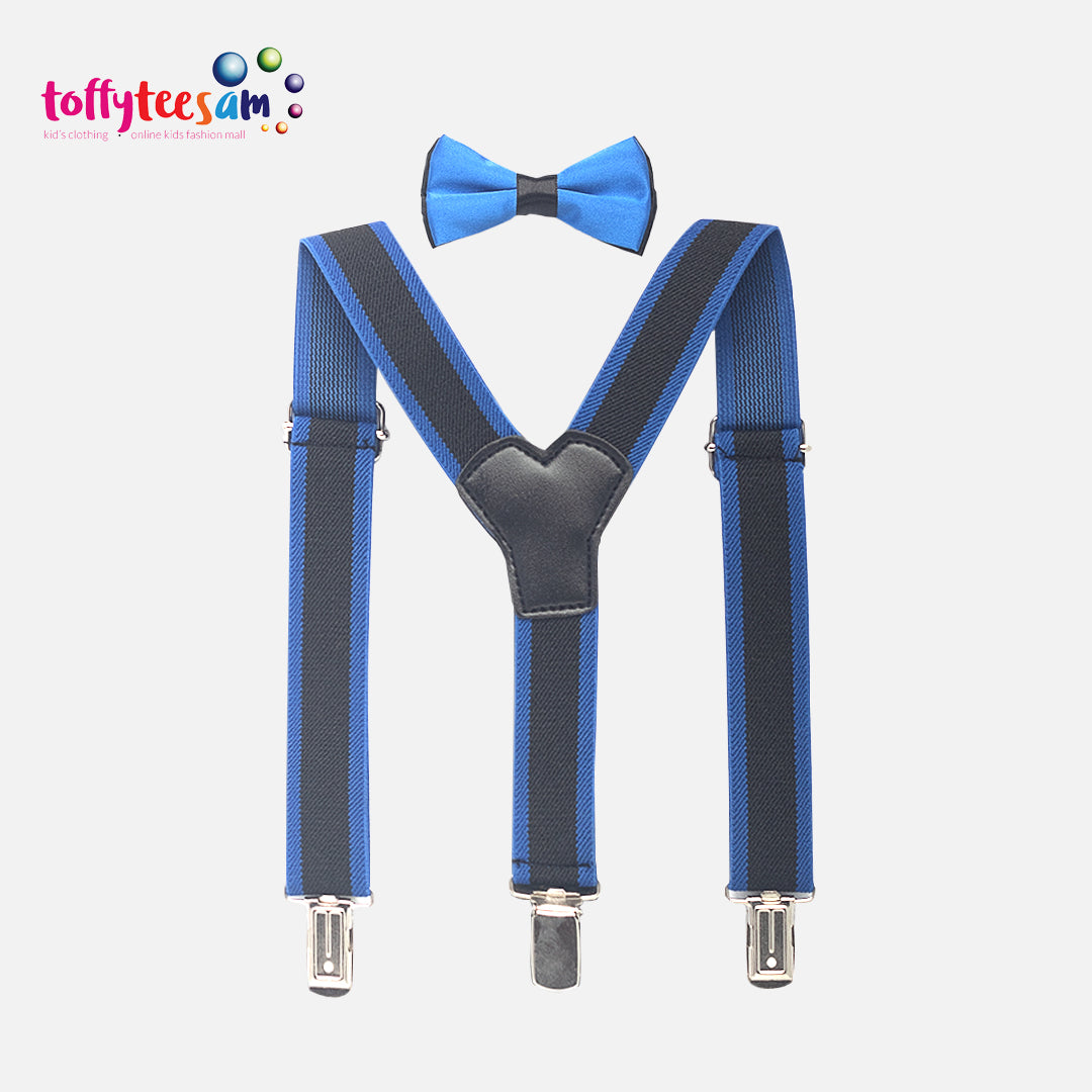 Boys Pre-tied Adjustable Neck Bow Ties + Elastic Suspenders Pack