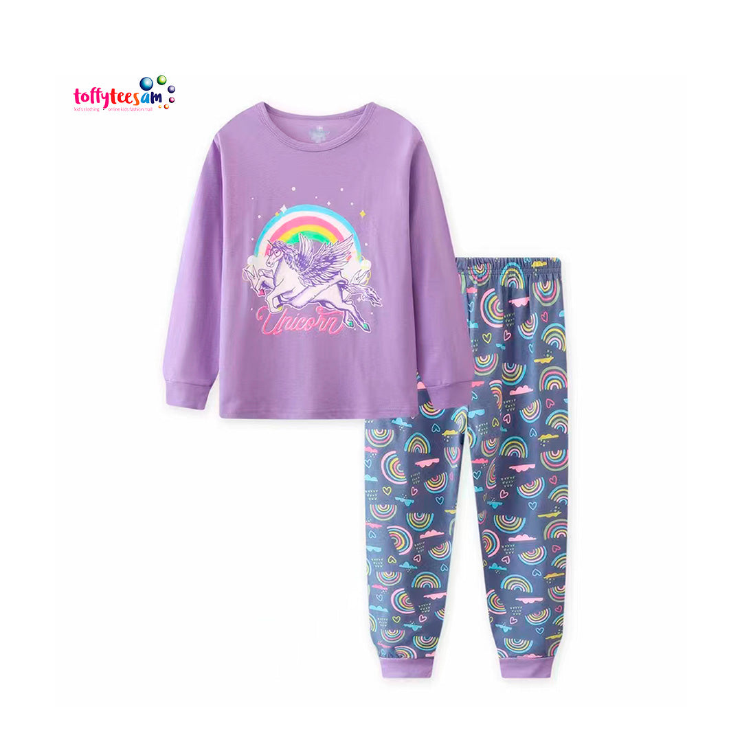 Unicorn Long Sleeves Pajamas - Girl&