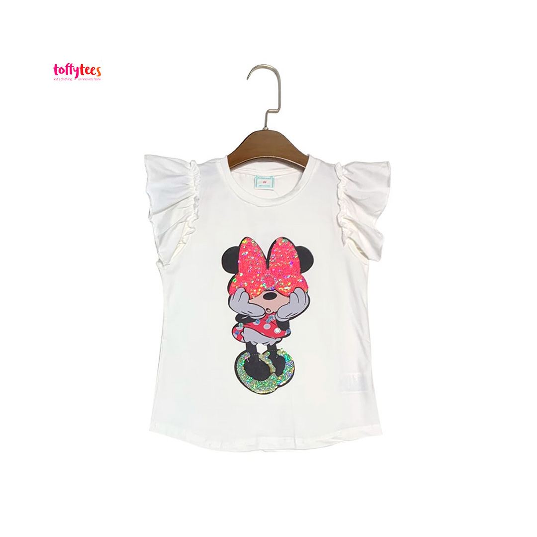 Minnie Mouse Round-Neck Cotton T-Shirt - Girl&