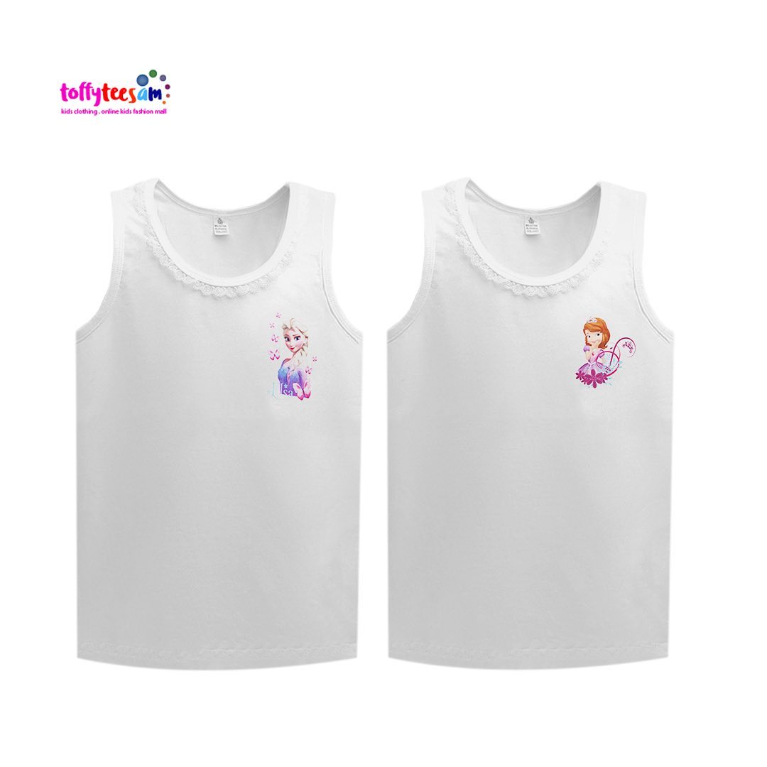 Cute Cartoon Characters Design Tank Tops for girls, Vest Sleeveless Cotton Clothes