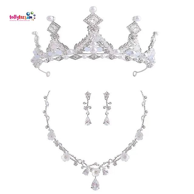 Bedazzled Royalty Set of Princess Accessories, Tiara (crown), and necklace.