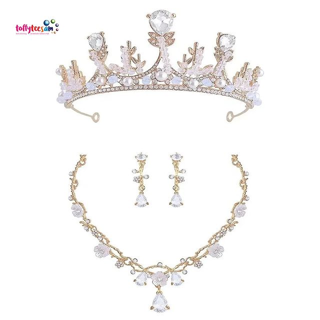Sparkle and Shine Jewelry Set Crown, earrings, necklace