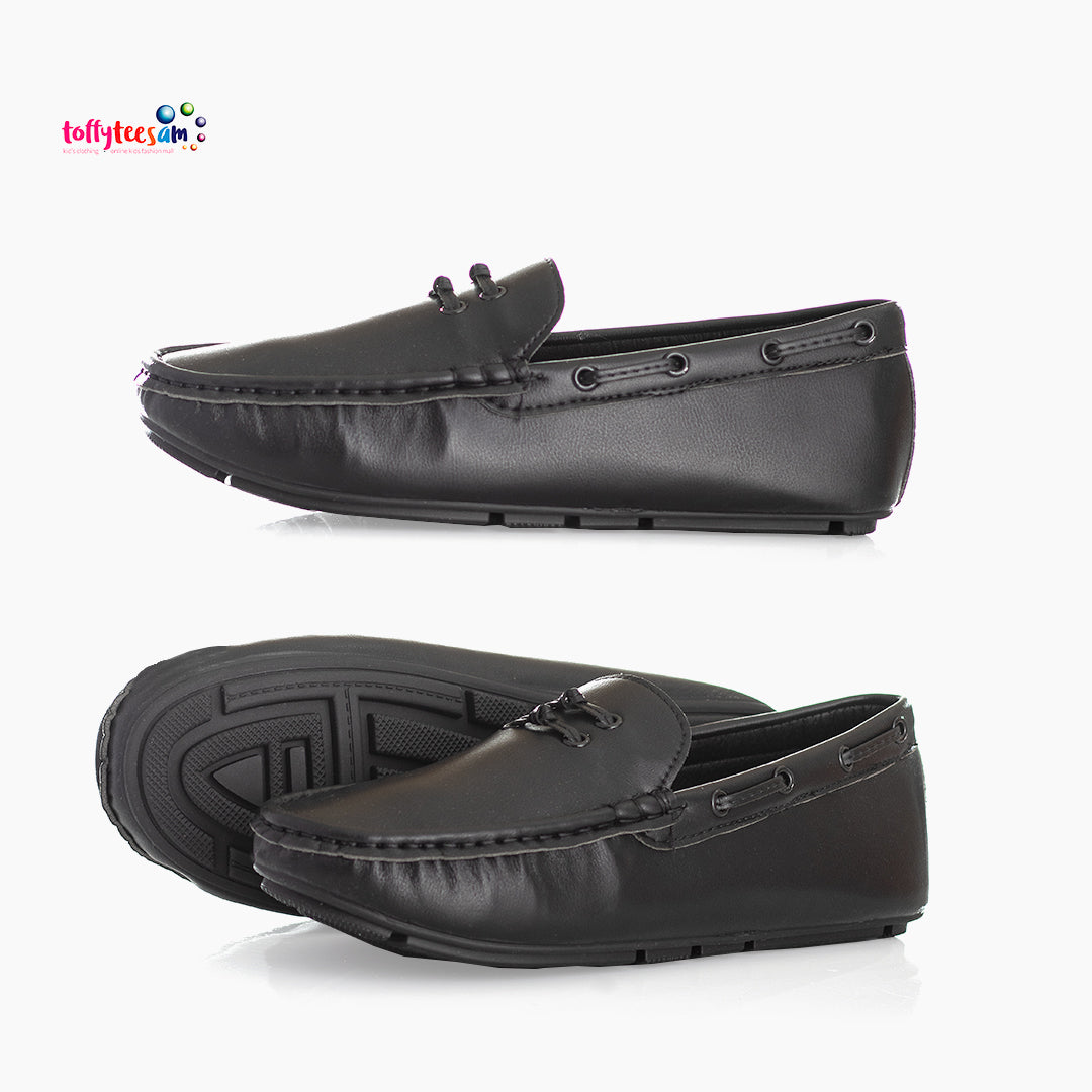 Boys loafer shoes with leather tassel black