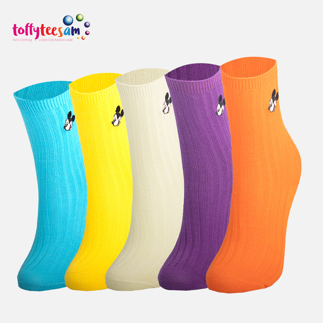 Children Colouful 5-pack set Cushioned Crew and Thick Durable Breatheable Socks