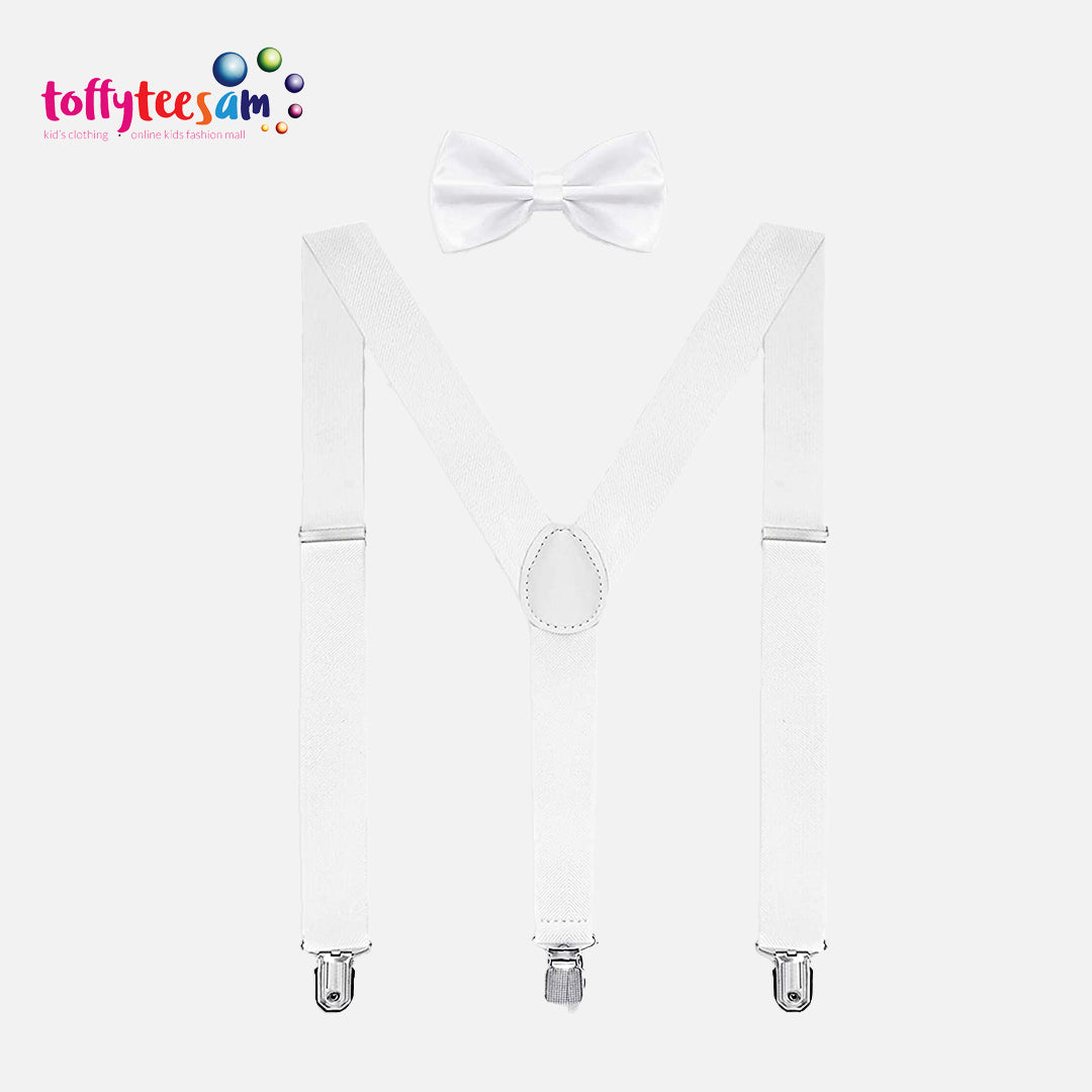 Children Boys Girls Suspenders Elastic Adjustable Braces Clip-on with Bow-tie