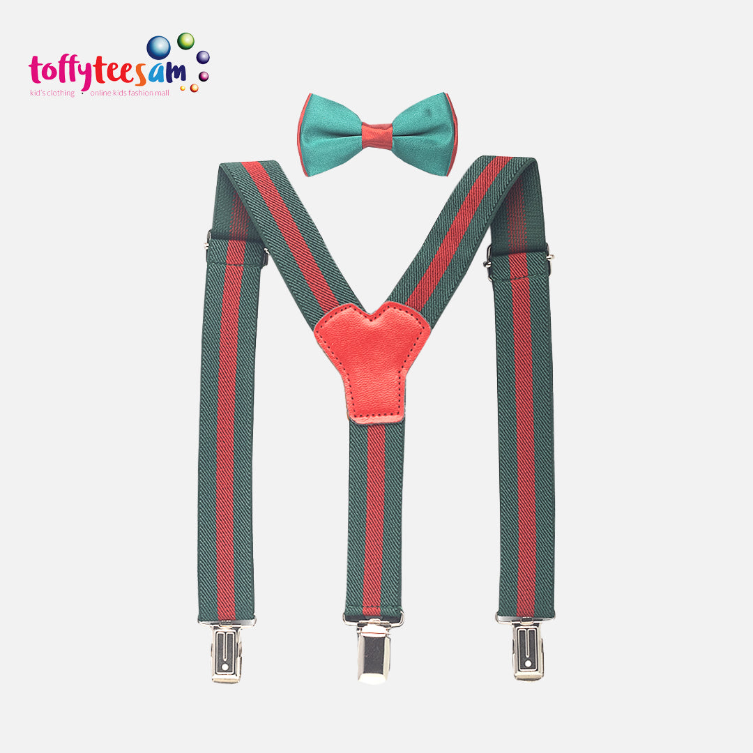 Boys Pre-tied Adjustable Neck Bow Ties + Elastic Suspenders Pack