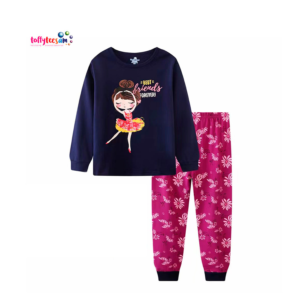 Best Friend Forever Character Long Sleeves Pajamas - Girl&
