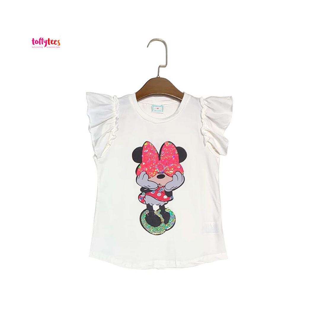 Minnie Mouse  Round-Neck Cotton T-Shirt - Girl&